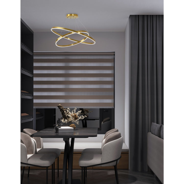 103W Colour Changing Temperature Chandelier, Aged Brass