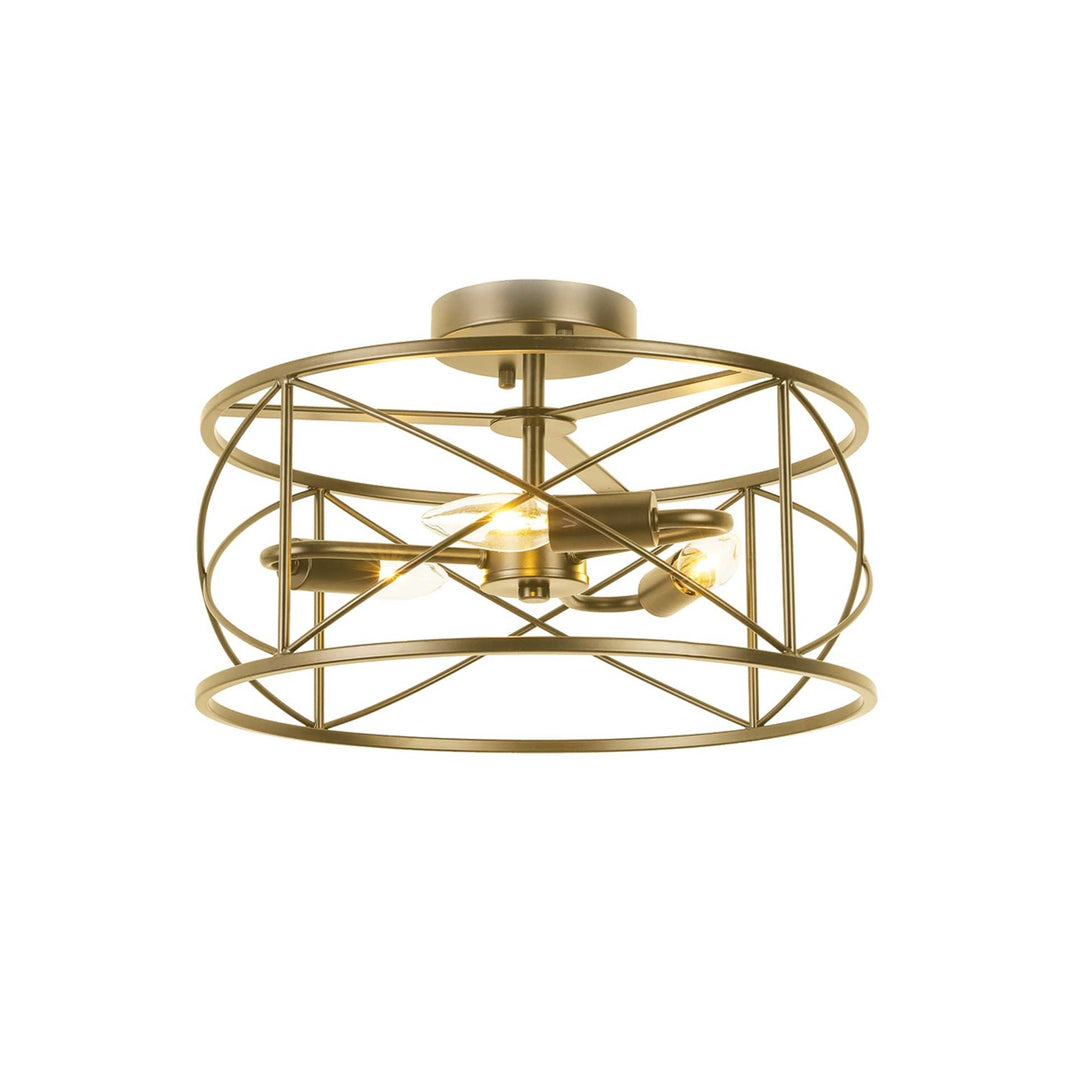 3 Light Incandescent  Semi-Flush Mount Aged Brass by Dainolite