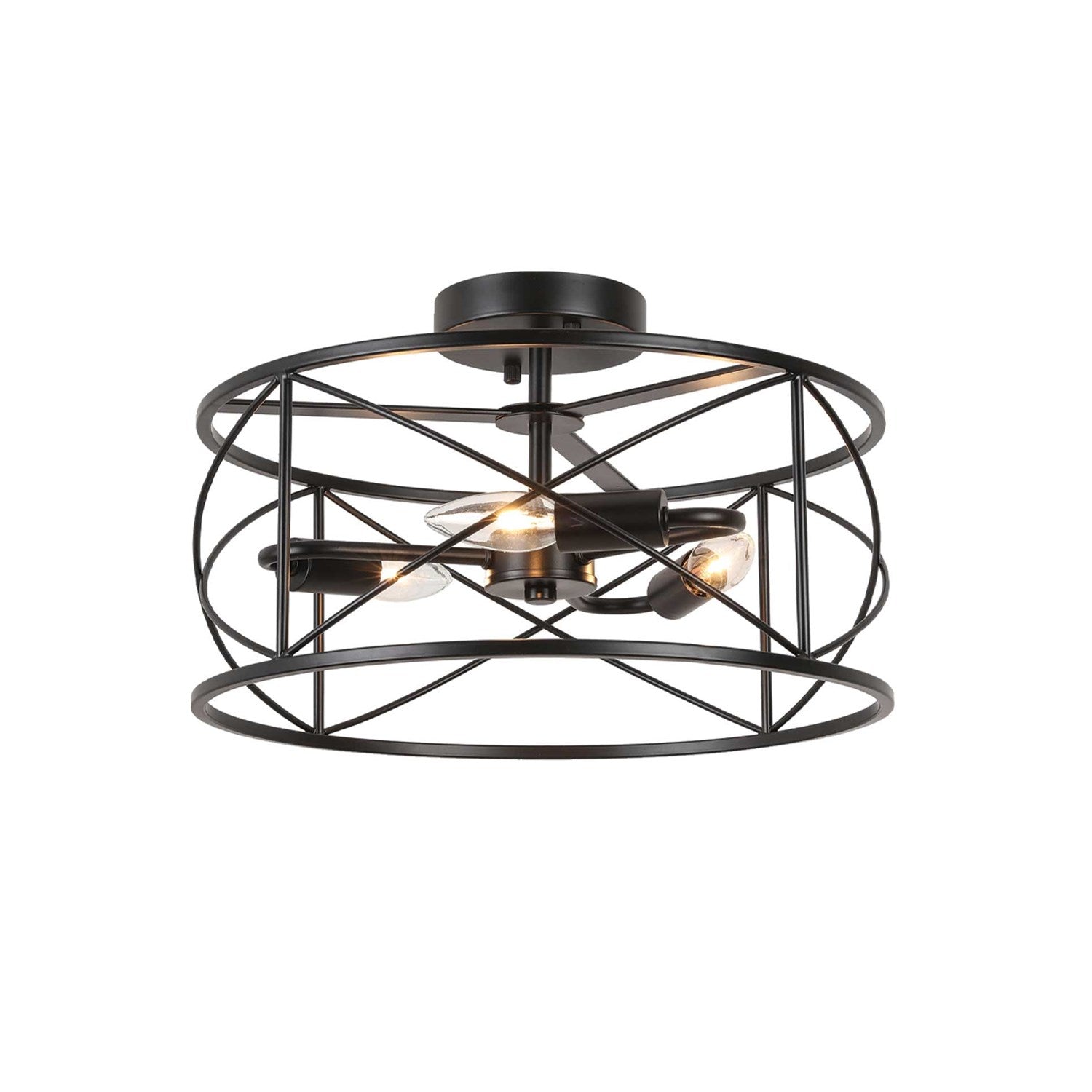 3 Light Incandescent  Semi-Flush Mount Matte Black by Dainolite