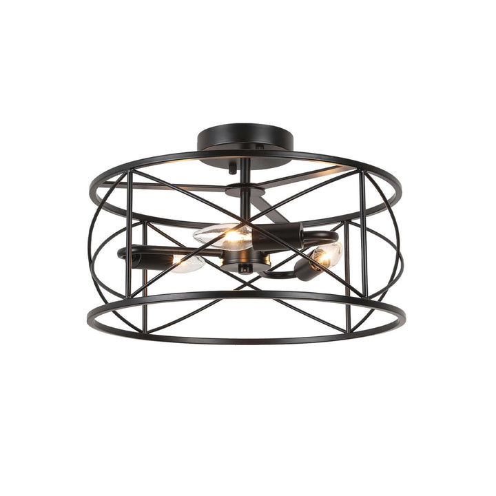3 Light Incandescent  Semi-Flush Mount Matte Black by Dainolite