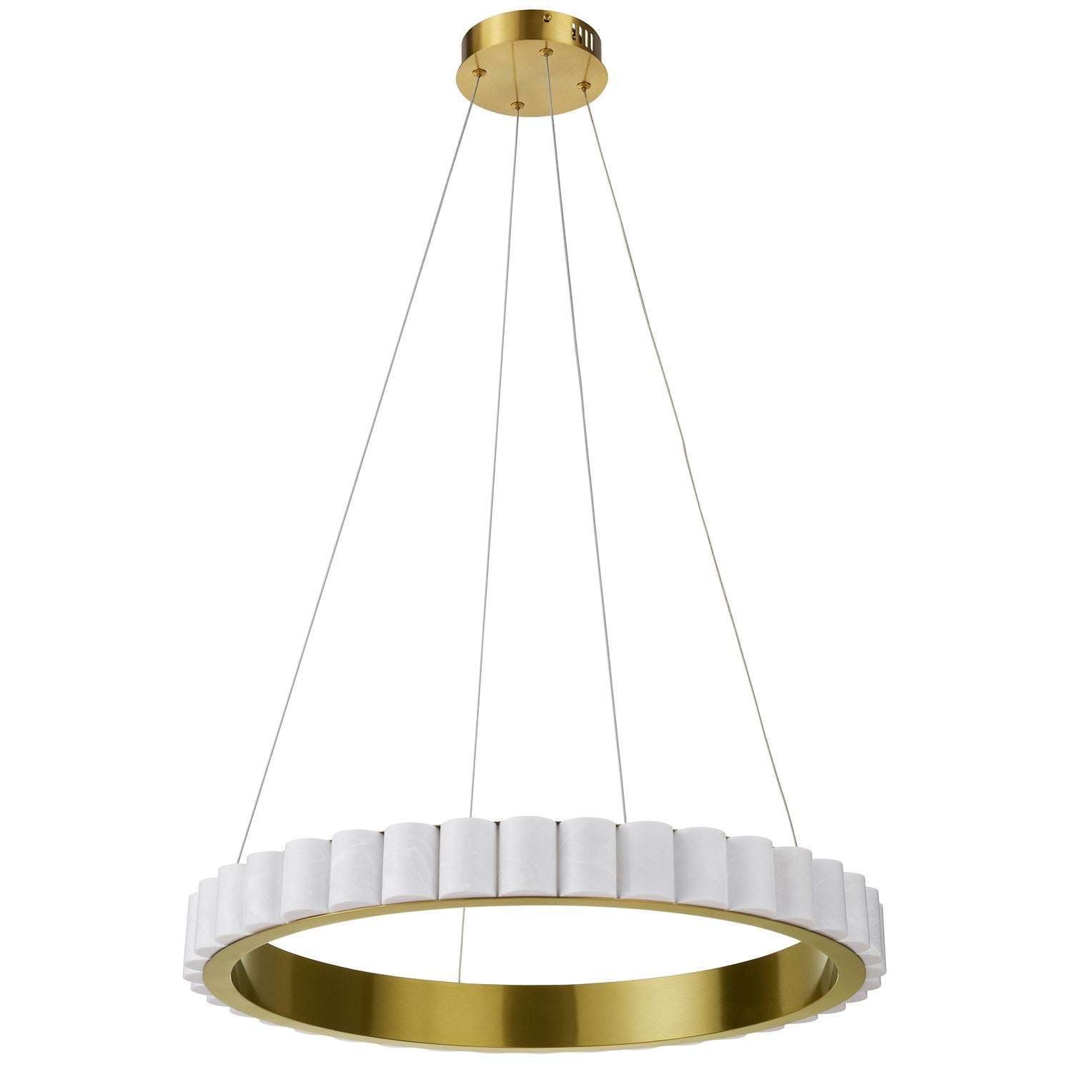 30W Aged Brass Chandelier W/ Faux Alabaster Acrylic by Dainolite