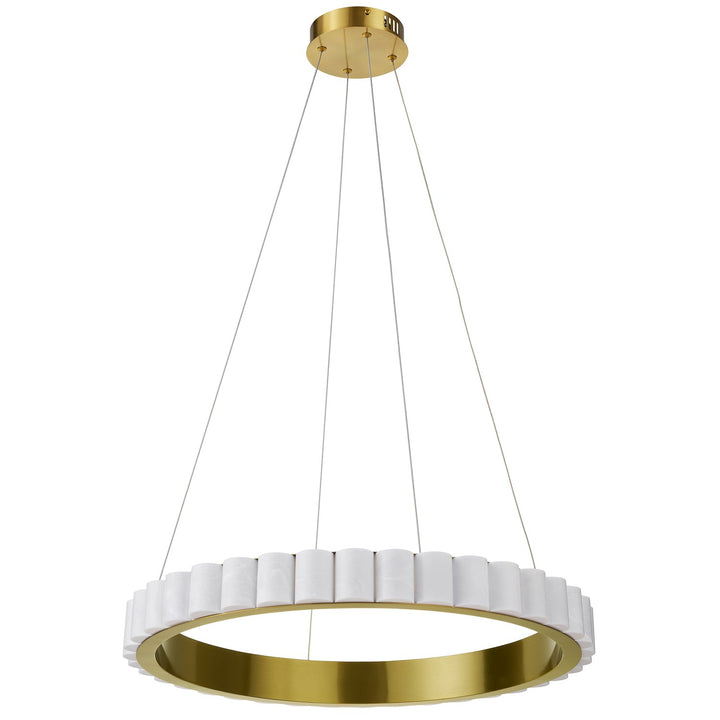 30W Aged Brass Chandelier W/ Faux Alabaster Acrylic by Dainolite