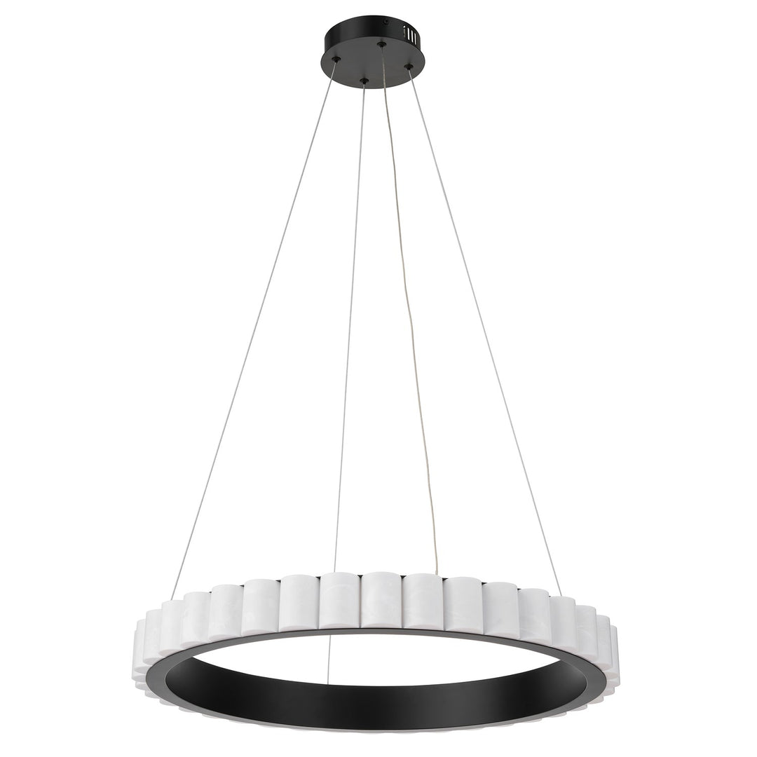 30W Matte Black Chandelier W/ Faux Alabaster Acrylic by Dainolite