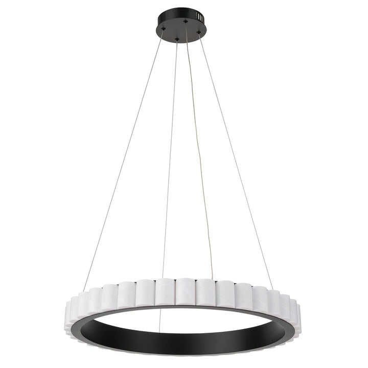 30W Matte Black Chandelier W/ Faux Alabaster Acrylic by Dainolite