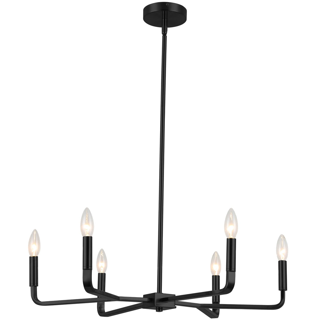 6 Light Incandescent Chandelier, Matte Black by Dainolite