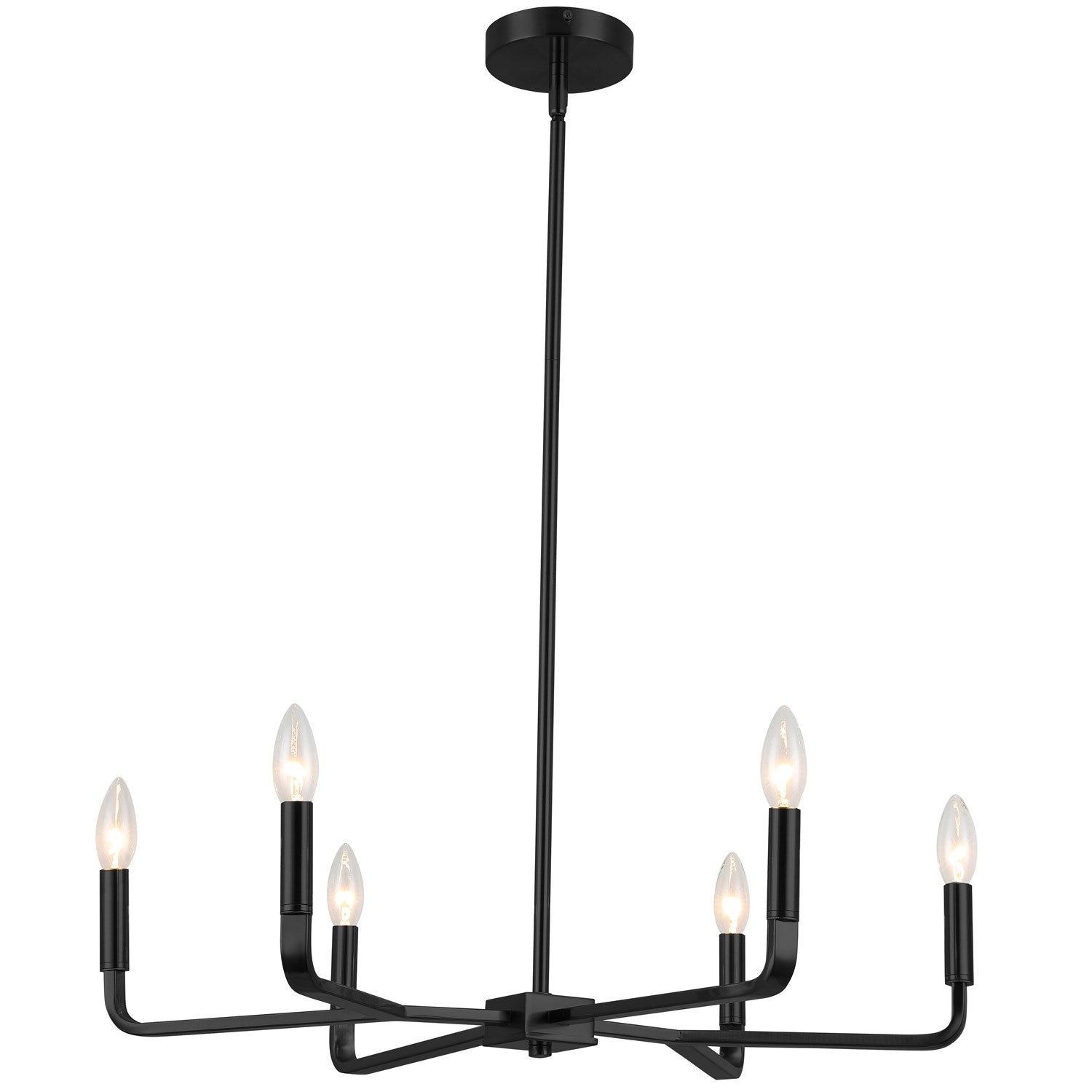 6 Light Incandescent Chandelier, Matte Black by Dainolite