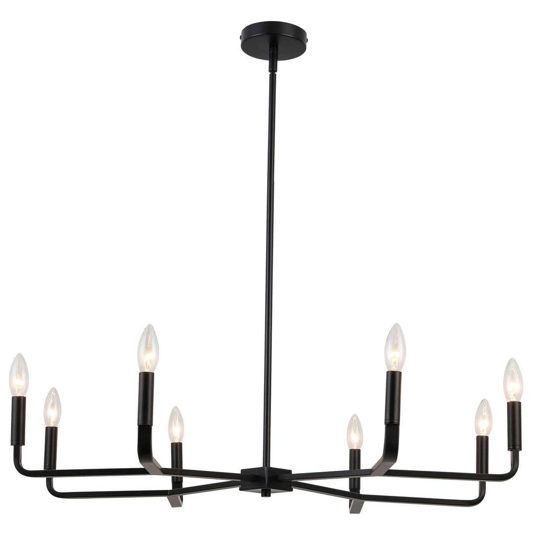 8 Light Incandescent Chandelier, Matte Black by Dainolite