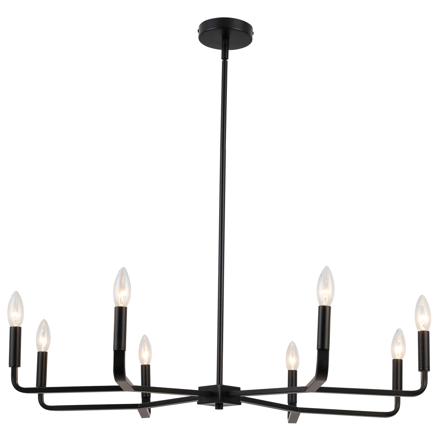 8 Light Incandescent Chandelier, Matte Black by Dainolite