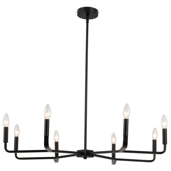 8 Light Incandescent Chandelier, Matte Black by Dainolite