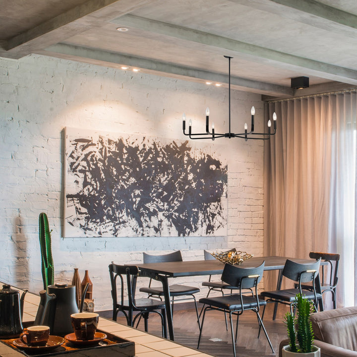 8 Light Incandescent Chandelier, Matte Black