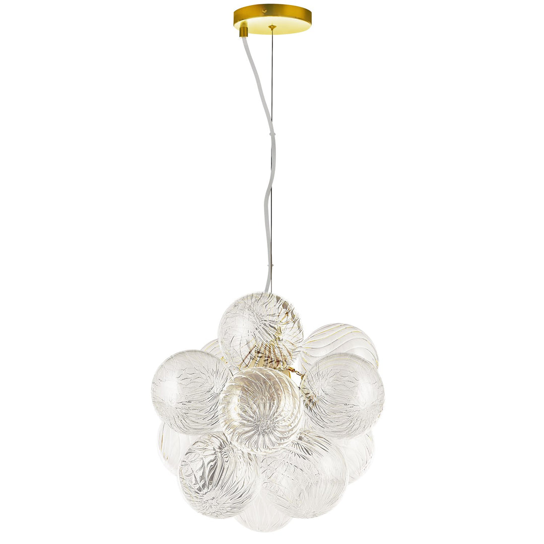 3 Light Aged Brass Pendant W/ Clear Spiral Glass by Dainolite