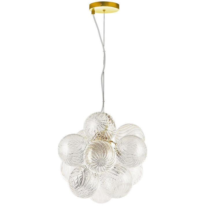 3 Light Aged Brass Pendant W/ Clear Spiral Glass by Dainolite