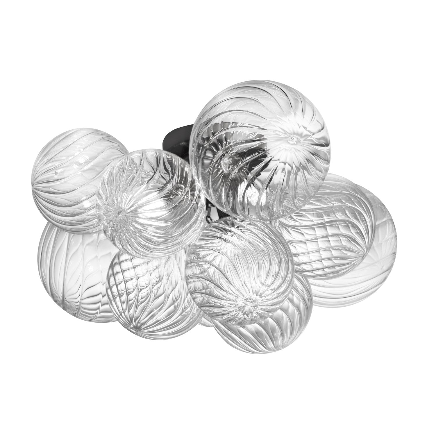 3 Light Halogen Flush Mount Matte Black With Clear Spiral Glass by Dainolite