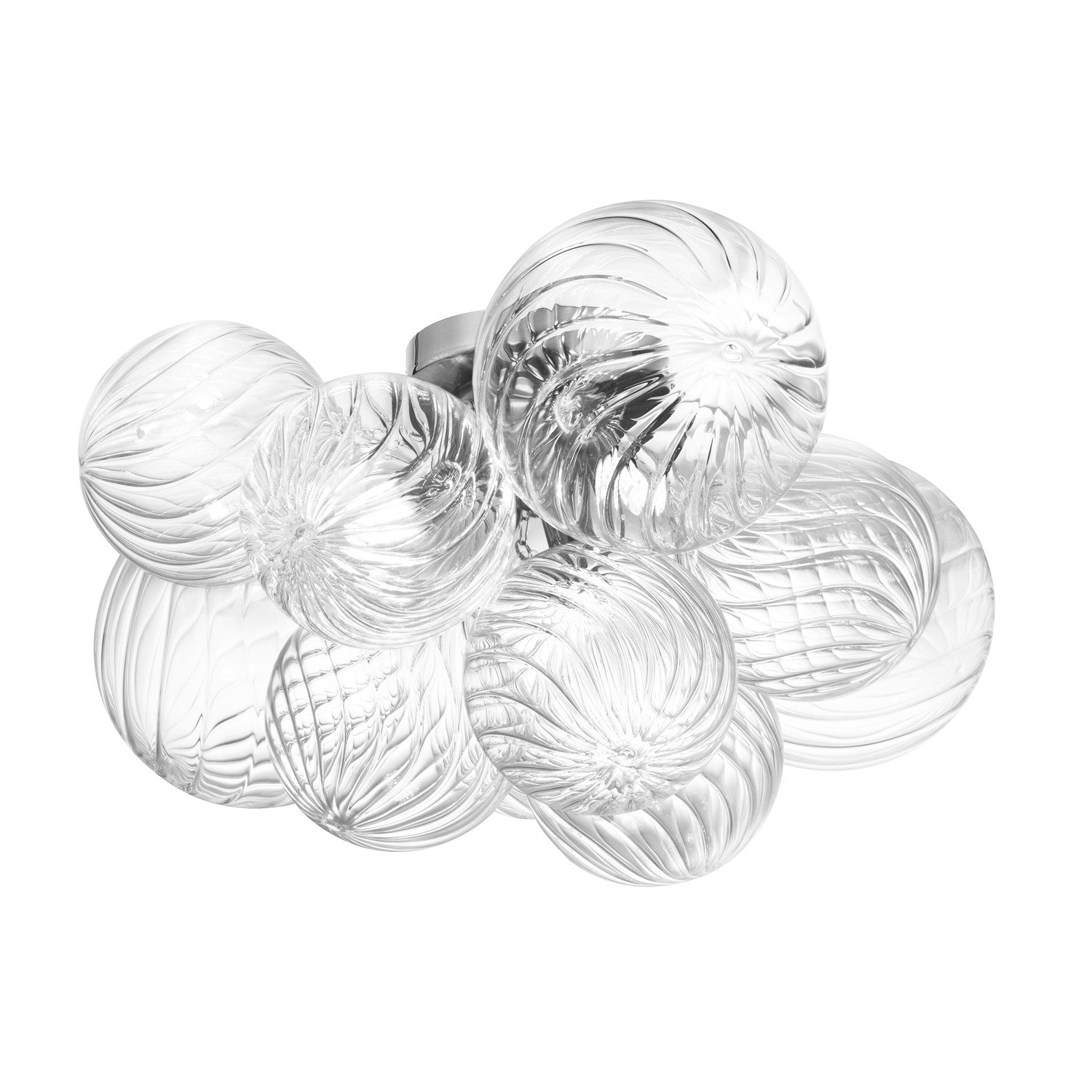 3 Light Halogen Flush Mount Polished Chrome With Clear Spiral Glass by Dainolite