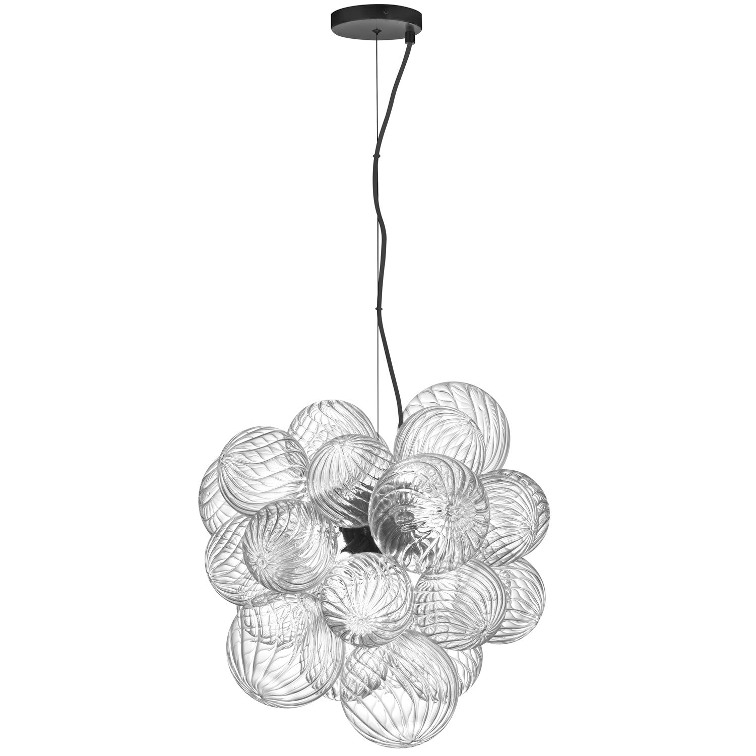 6 Light Halogen Pendant Matte Black With Clear Spiral Glass by Dainolite