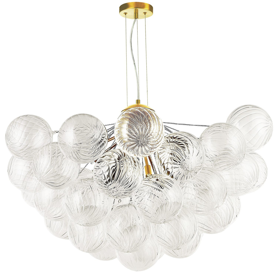 12 Light Aged Brass Chandelier W/ Clear Spiral Glass by Dainolite