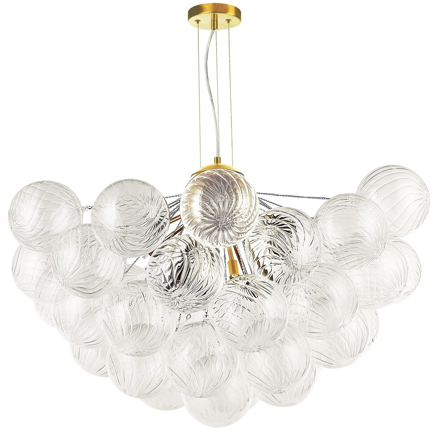 12 Light Aged Brass Chandelier W/ Clear Spiral Glass by Dainolite