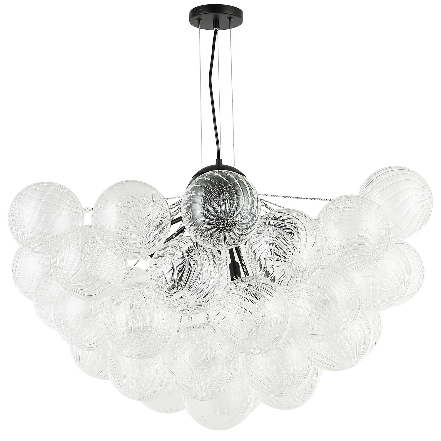12 Light Matte Black Chandelier W/ Clear Spiral Glass by Dainolite