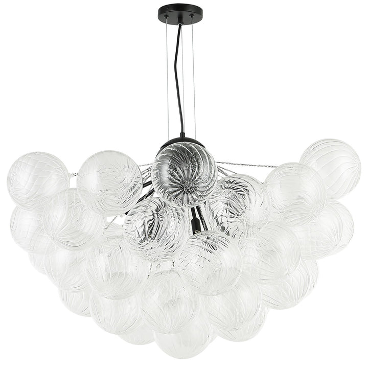 12 Light Matte Black Chandelier W/ Clear Spiral Glass by Dainolite