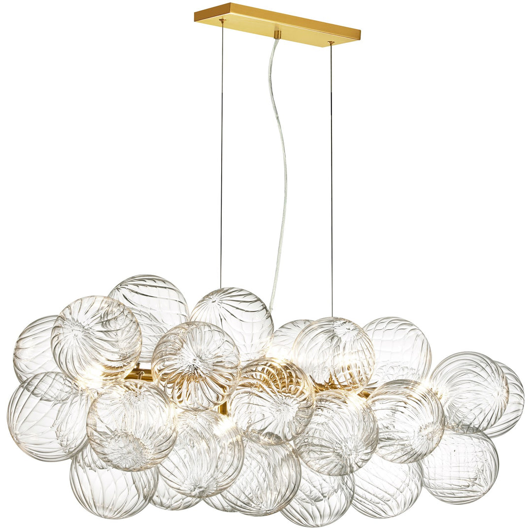 10 Light Halogen Horizontal Pendant Aged Brass With Clear Spiral Glass by Dainolite