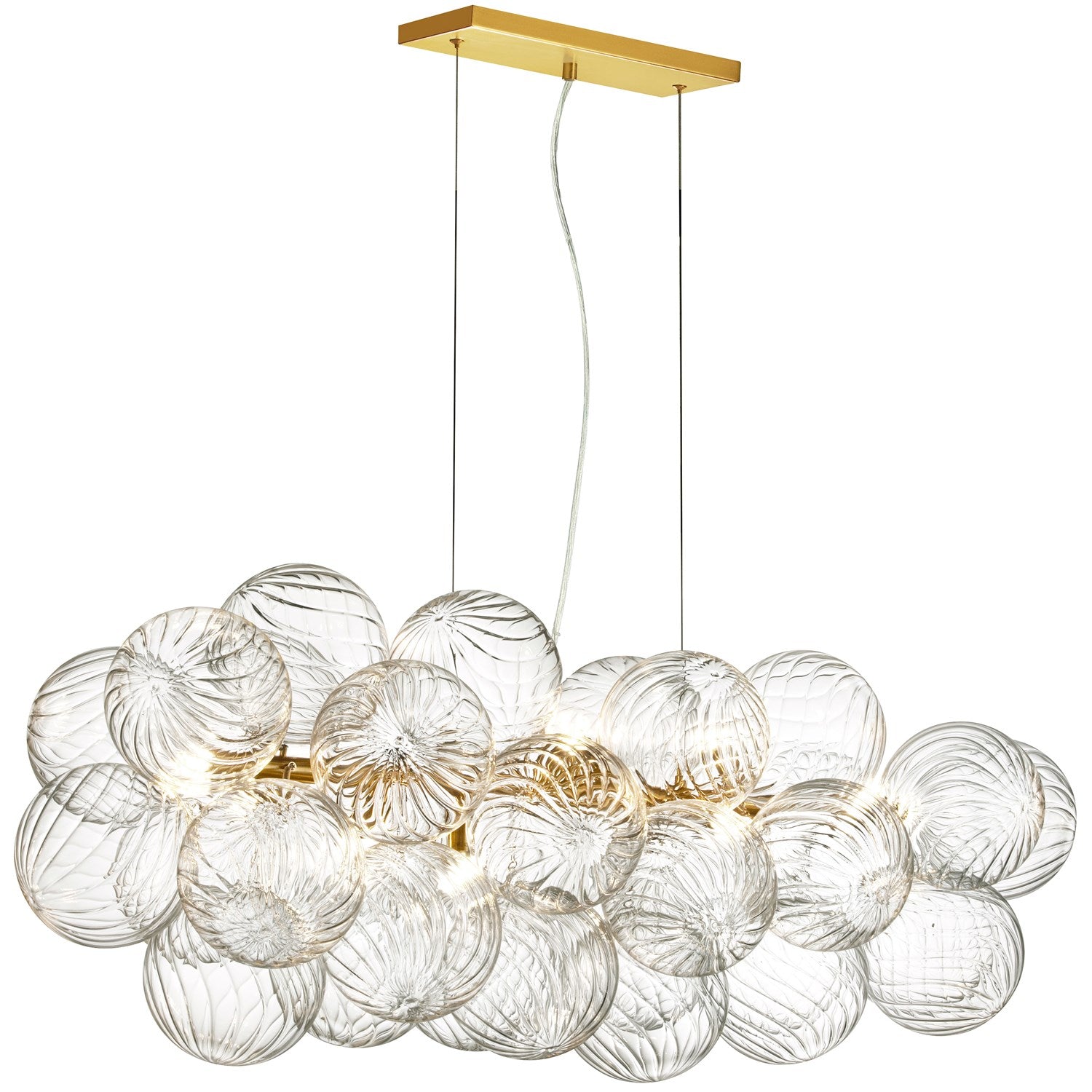 10 Light Halogen Horizontal Pendant Aged Brass With Clear Spiral Glass by Dainolite