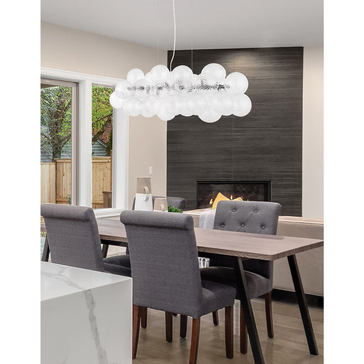 10 Light Halogen Horizontal Pendant Polished Chrome With Clear Spiral Glass