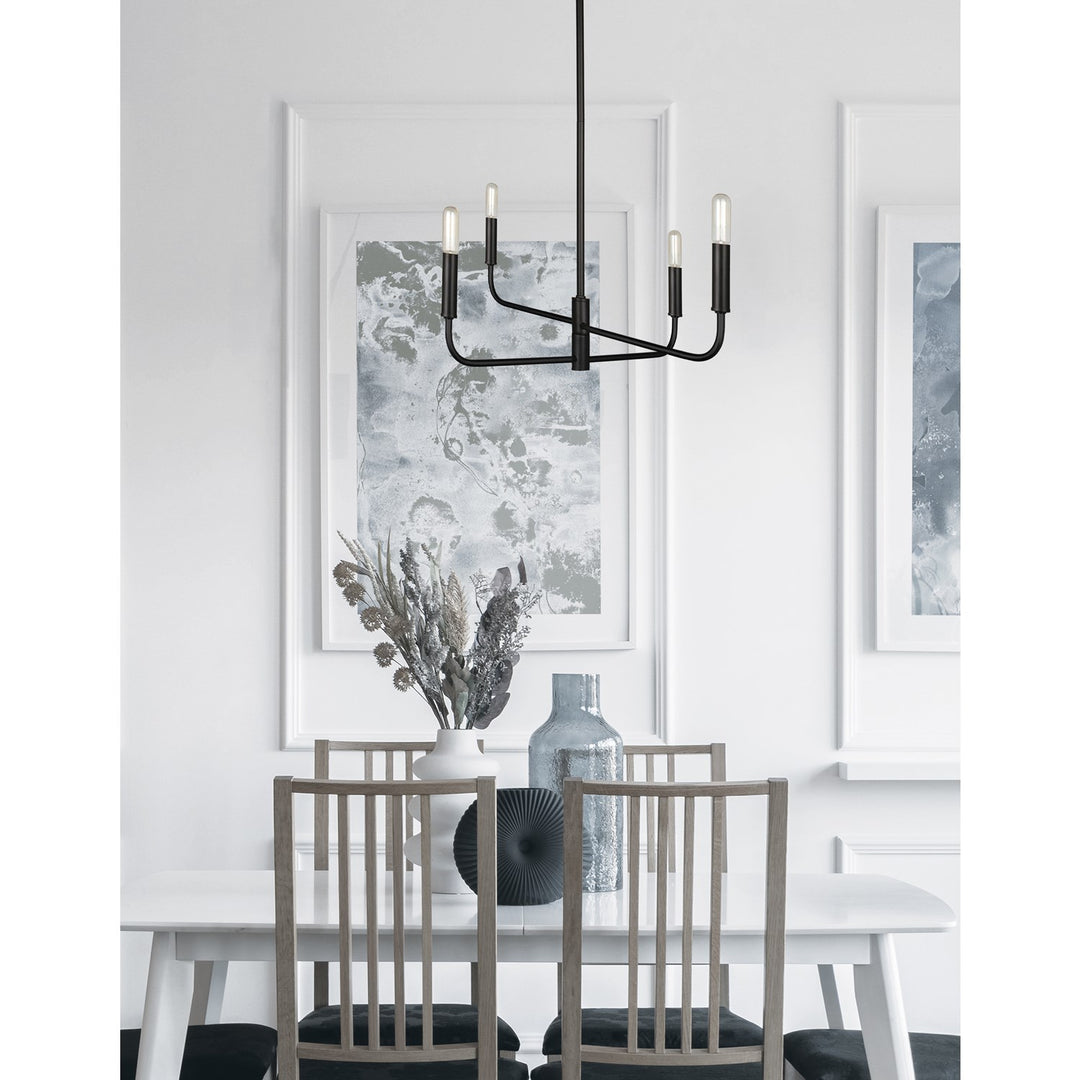 4 Light Incandescent Chandelier Matte Black