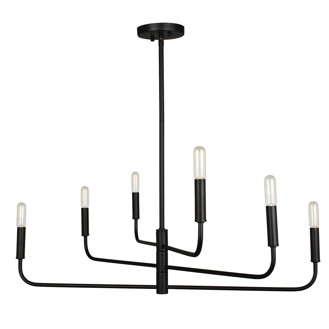 6 Light Incandescent Chandelier Matte Black by Dainolite