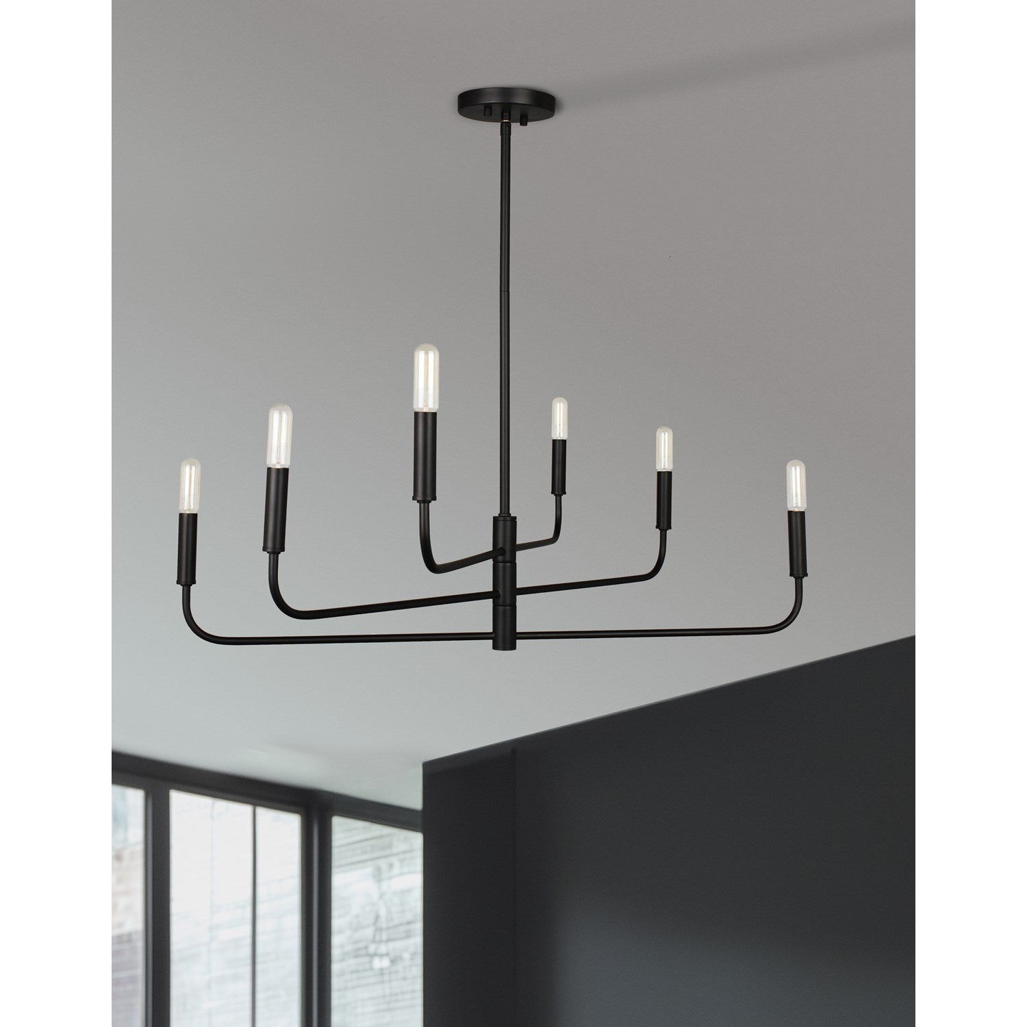 6 Light Incandescent Chandelier Matte Black