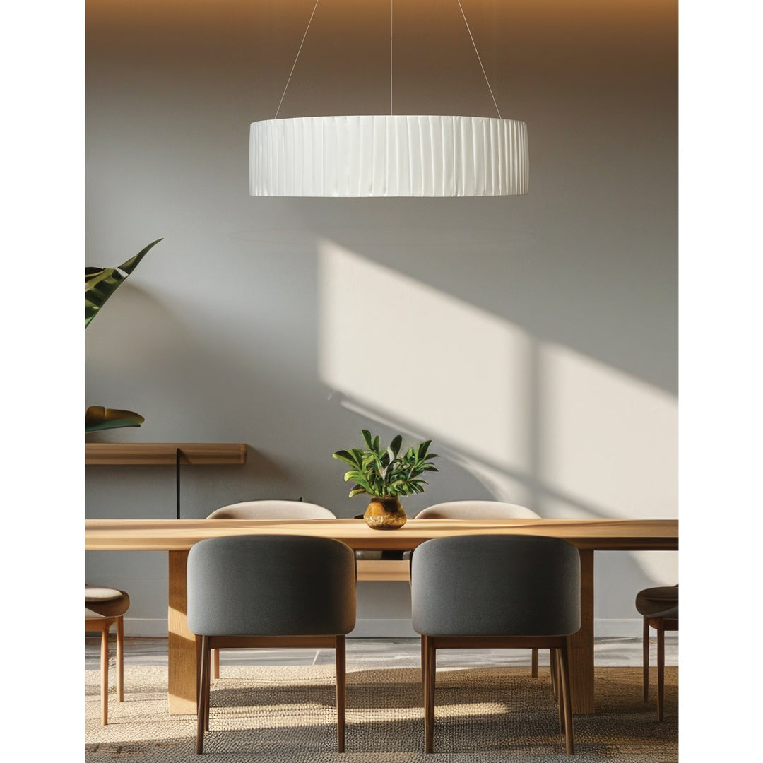 32W Chandelier Matte White With White Ribbon