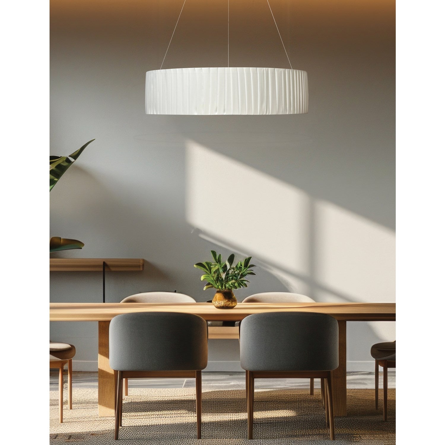 32W Chandelier Matte White With White Ribbon