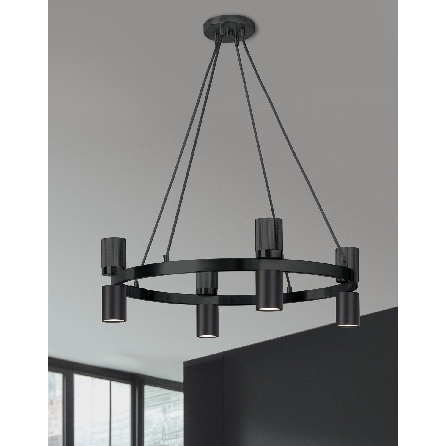 8 Light Chandelier In Matte Black