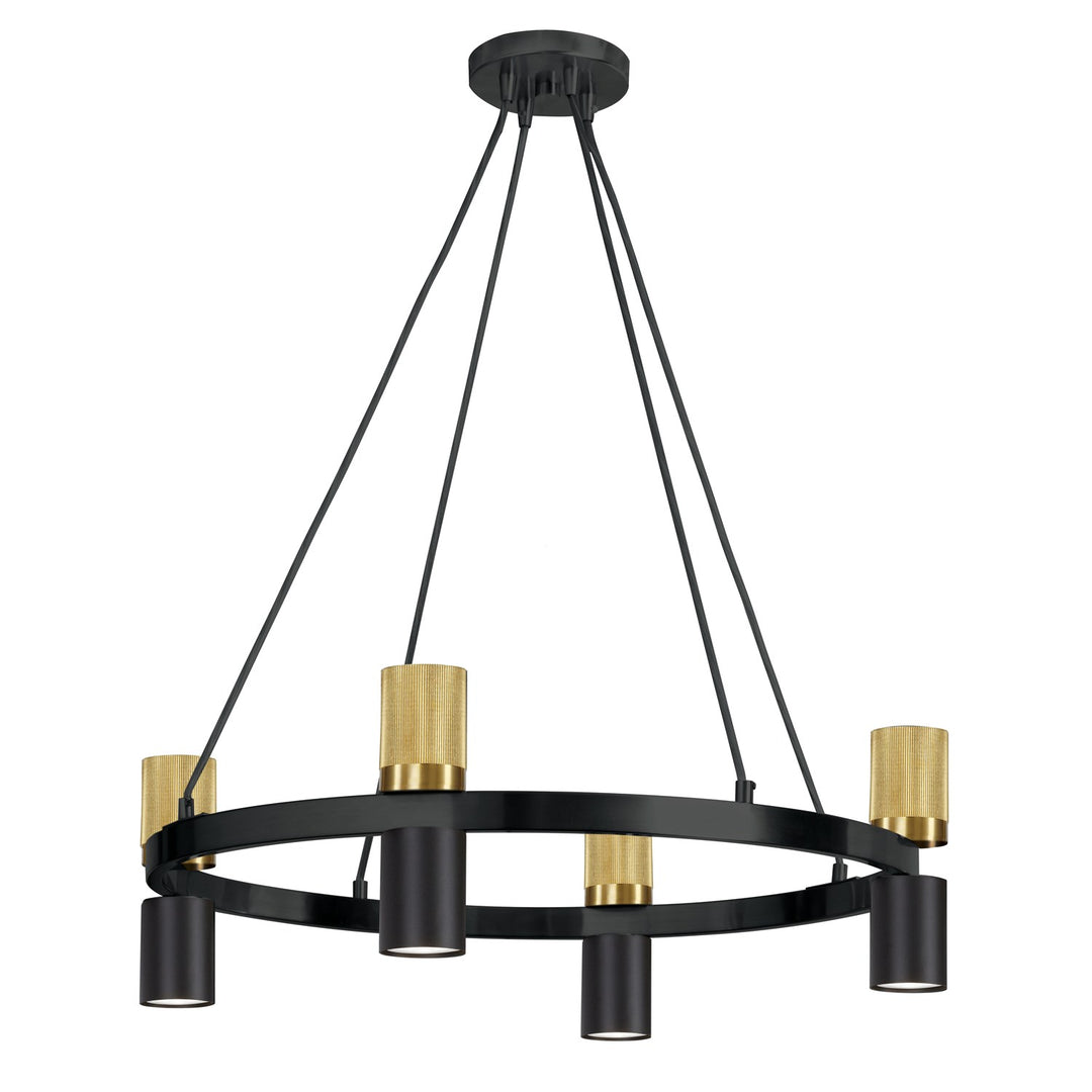 8 Light Chandelier In Matte Black & Aged Brass by Dainolite