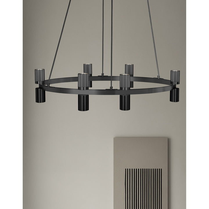 12 Light Chandelier In Matte Black