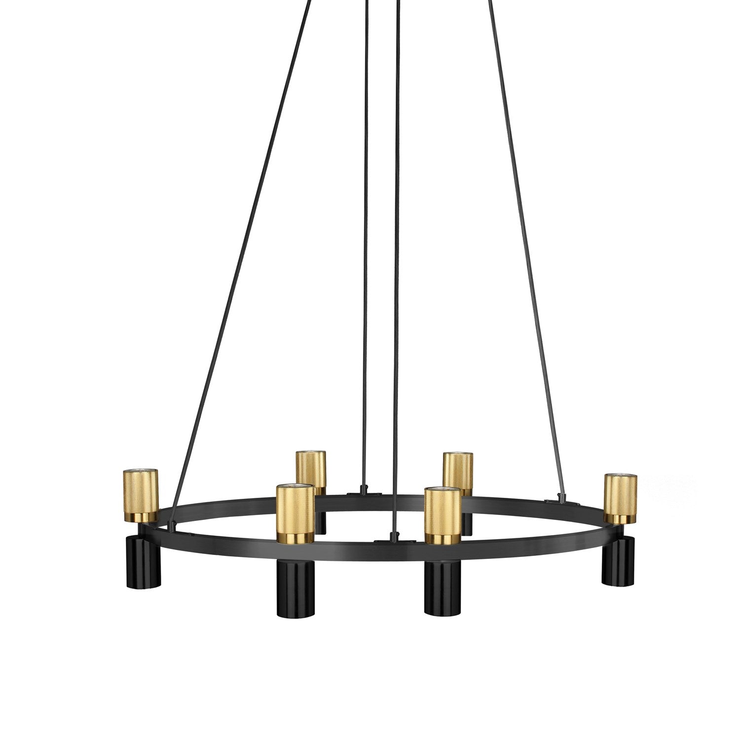 12 Light Chandelier In Matte Black & Aged Brass by Dainolite