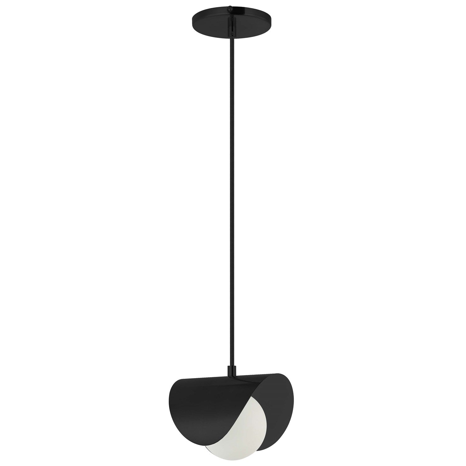 1 Light Halogen Pendant Matte Black With White Opal Glass by Dainolite