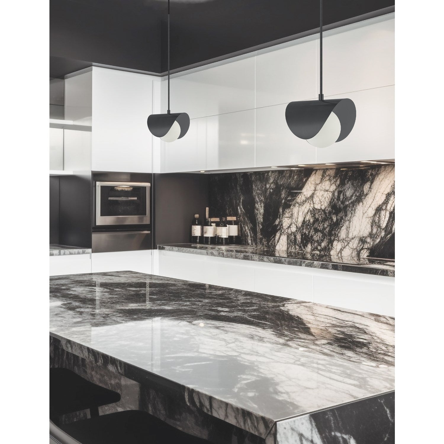 1 Light Halogen Pendant Matte Black With White Opal Glass