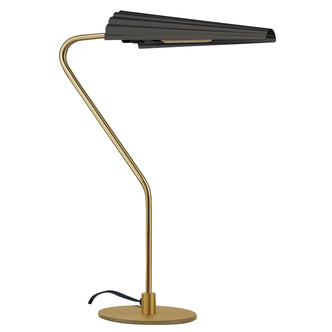 1 Light Incandescent  Table Lamp Aged Brass W/ A Matte Black Shade by Dainolite