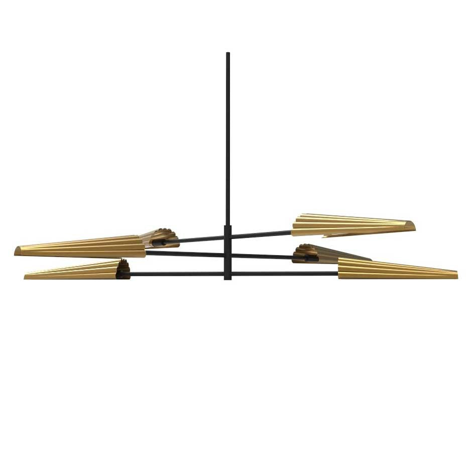 6 Light Incandescent 3-Tier Chandelier Matte Black And Aged Brass by Dainolite