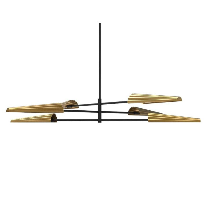 6 Light Incandescent 3-Tier Chandelier Matte Black And Aged Brass by Dainolite