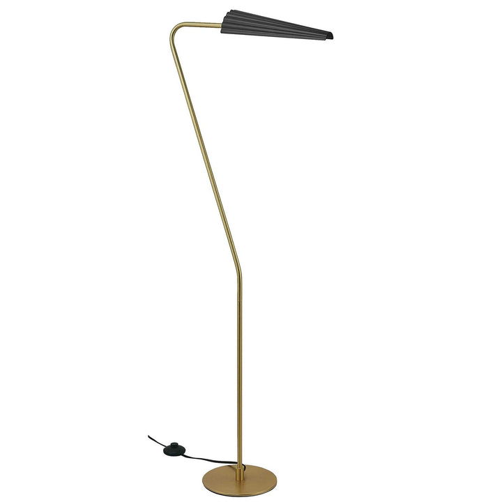 1 Light Incandescent  Floor Lamp Aged Brass W/ A Matte Black Shade by Dainolite