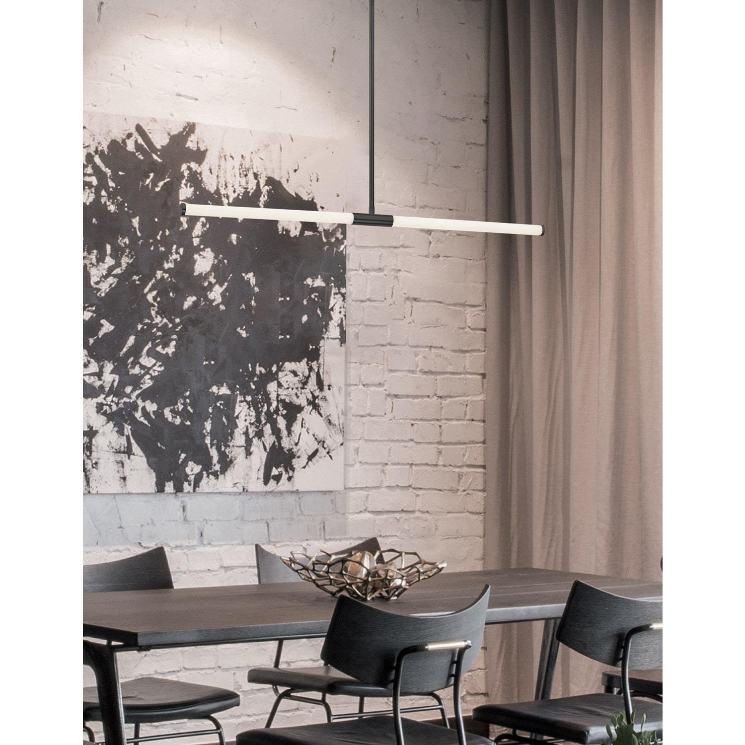 20W Horizontal Pendant Matte Black With White Acrylic Diffusers