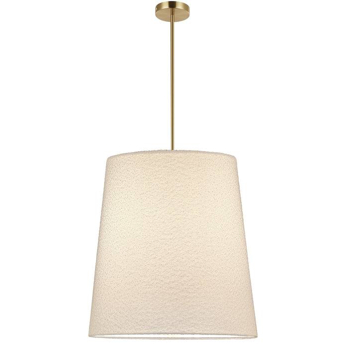 1 Light Incandescent Aged Brass Pendant With Boucle Fabric Shade by Dainolite