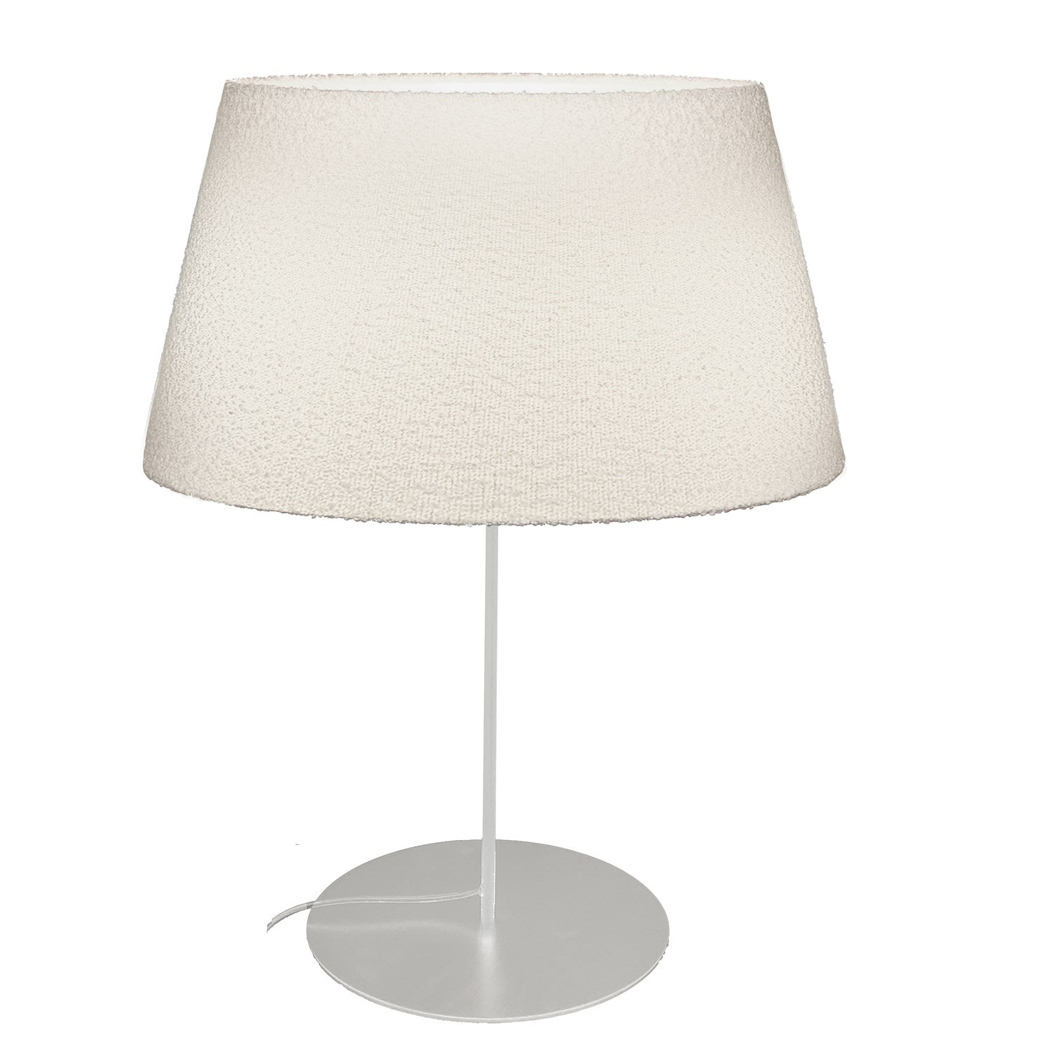 1 Light Incandescent Matte White Table Lamp With Boucle Fabric Shade by Dainolite