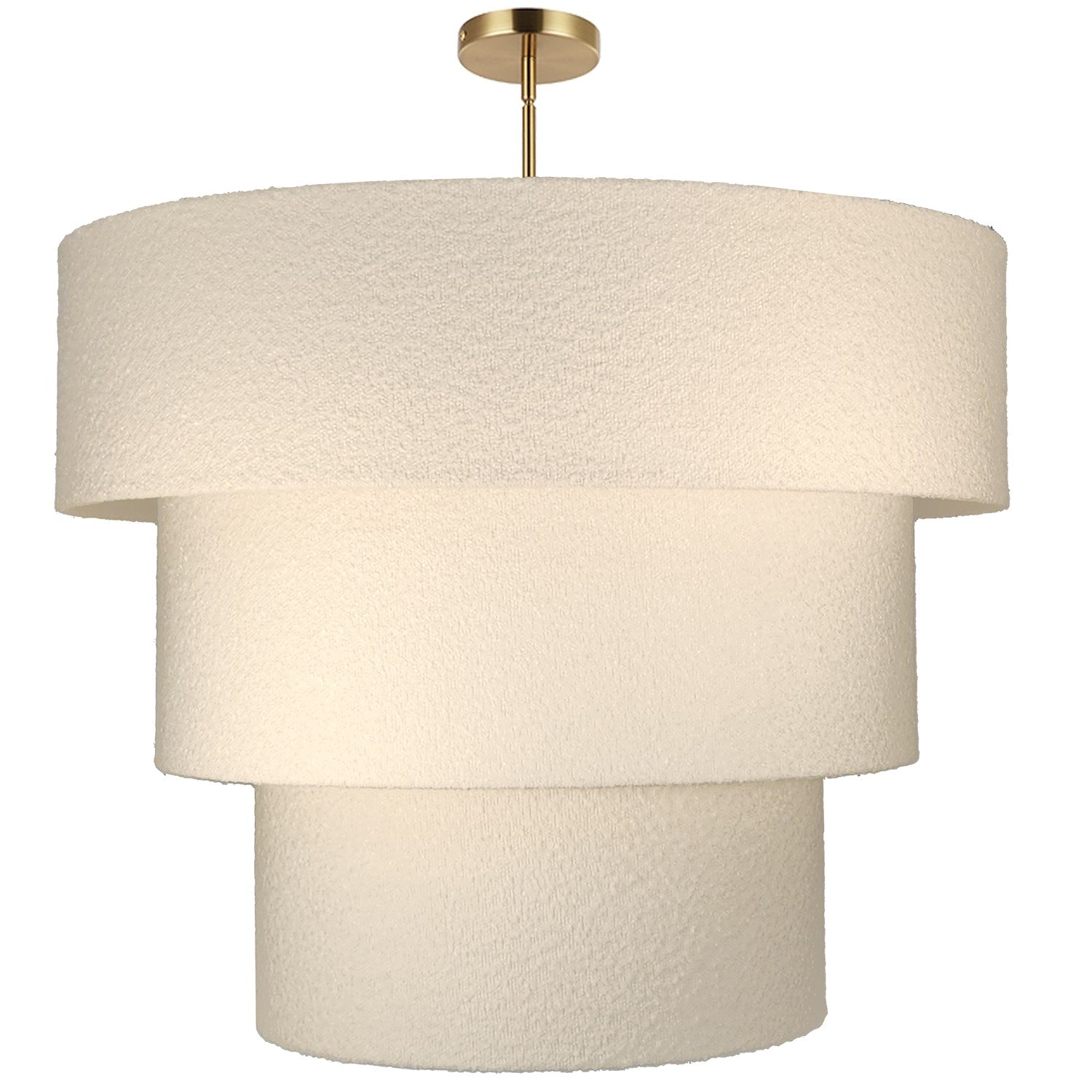 9 Light Incandescent Aged Brass Pendant With Boucle Fabric Shade by Dainolite