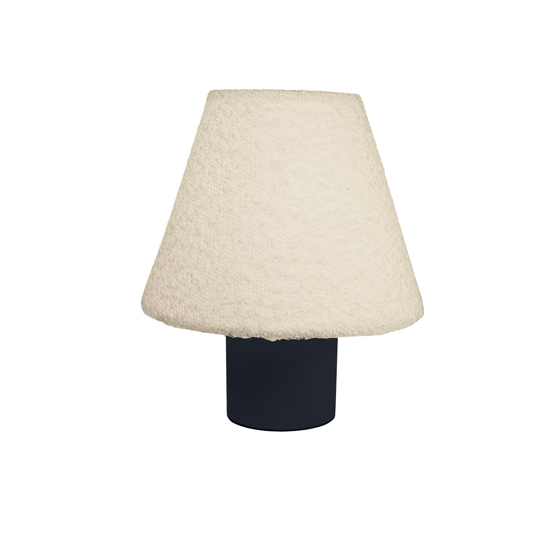 1 Light Incandescent Matte Black Table Lamp With White Boucle Fabric Shade by Dainolite