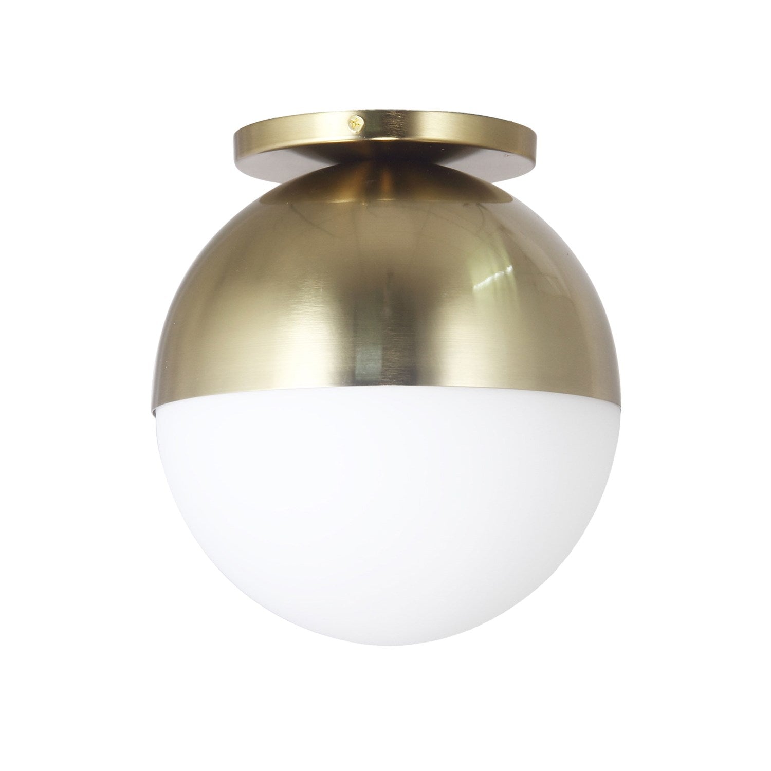 1 Light Incandescent  Flush Mount Aged Brass W/ White Glass by Dainolite