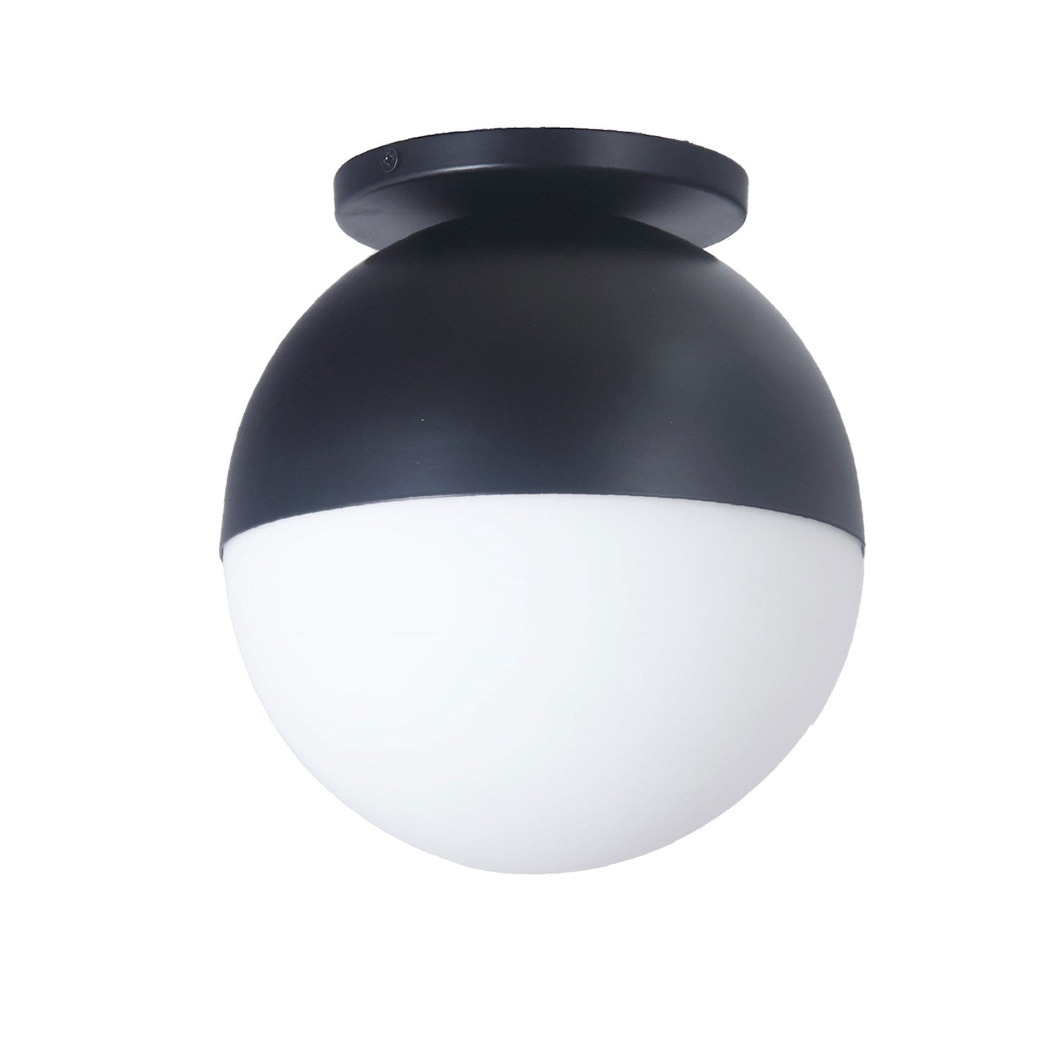 1 Light Incandescent  Flush Mount Matte Black W/ White Glass by Dainolite