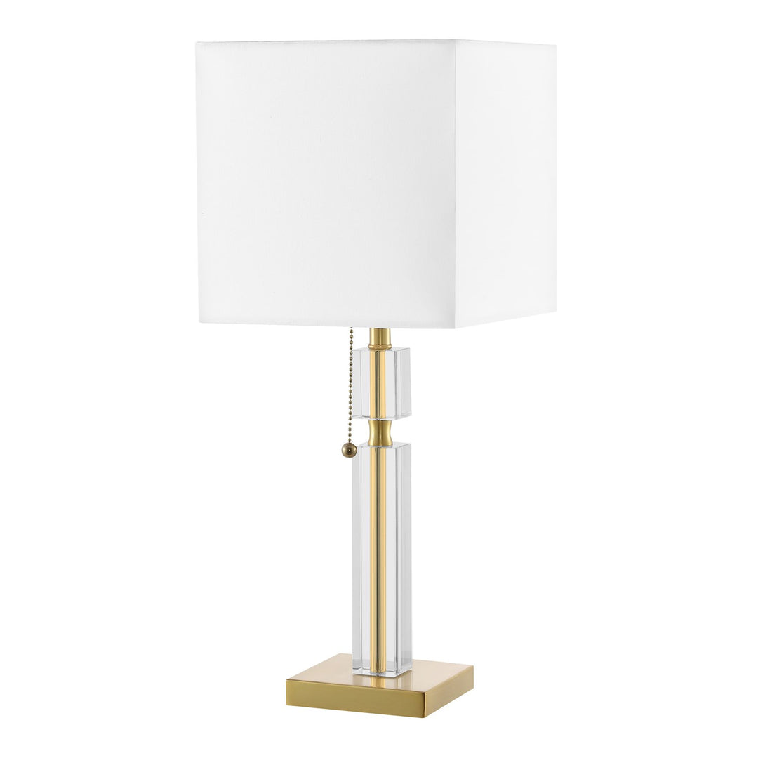 1 Light Incandescent Table Lamp Aged Brass With White Shade by Dainolite