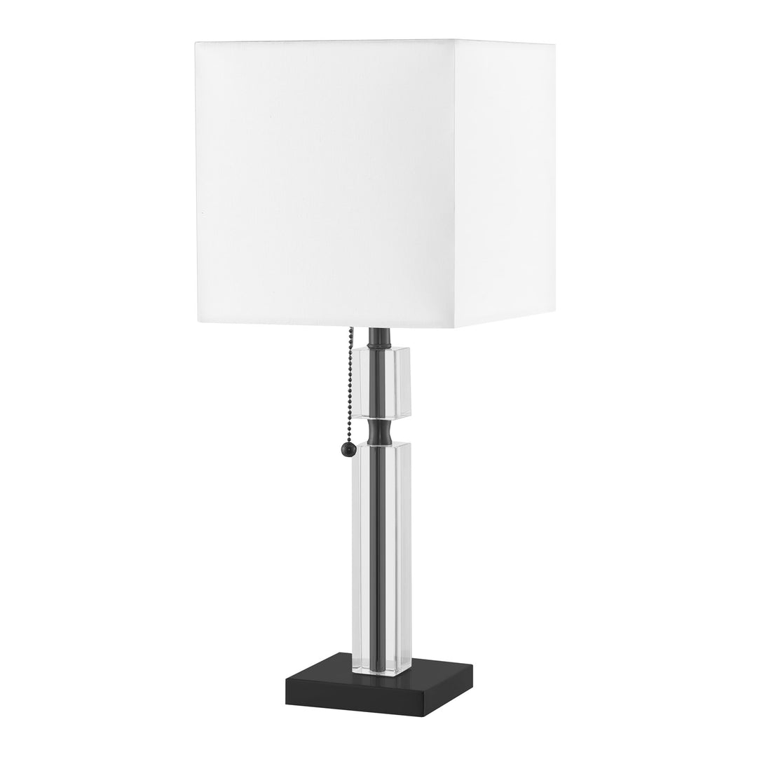 1 Light Incandescent Table Lamp Matte Black With White Shade by Dainolite